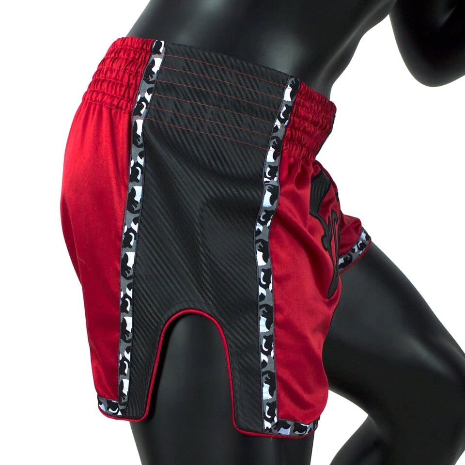 BS1703 Fairtex Red-Black Slim Cut Muay Thai Shorts - Musclebound UK